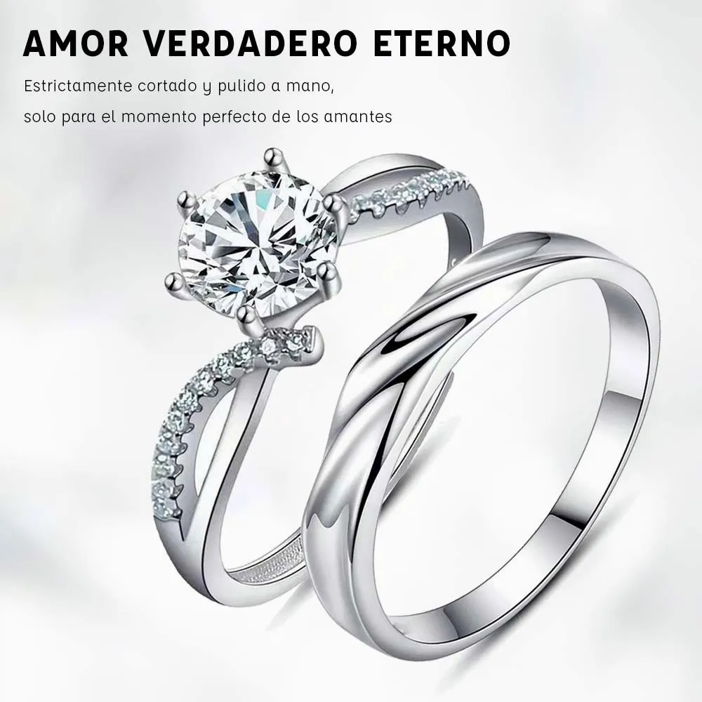 Foto 4 pulgar | Anillos de Promesa Funbu Plata 925 Ajustables para Hombre y Mujer