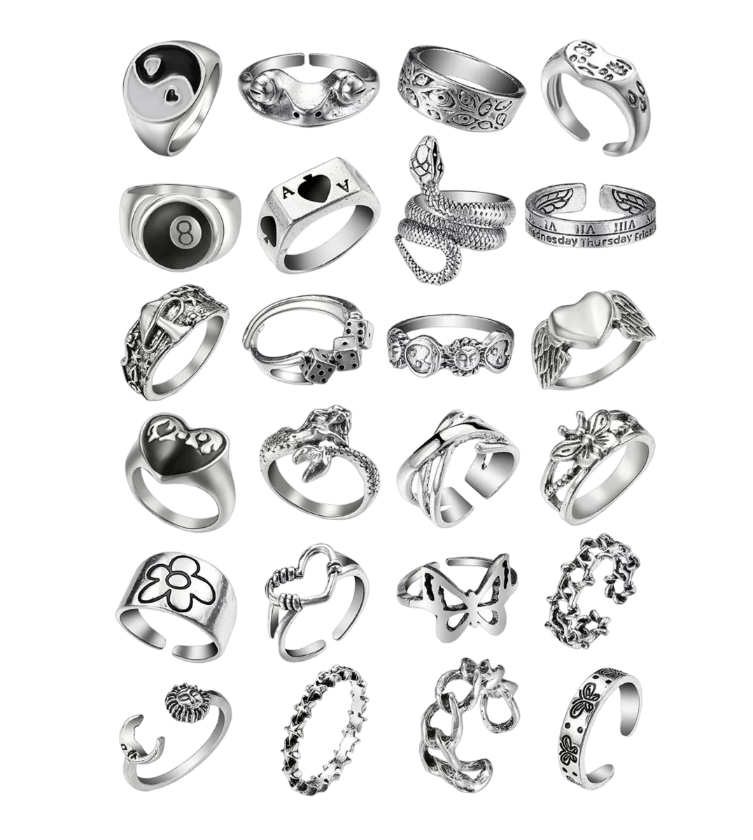 Anillos de Plata Belug 24 Piezas