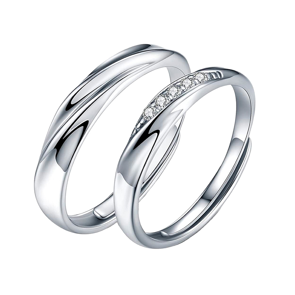 Set 2 Anillos CLEPSIDRA de Matrimonio Plateado Ajustable