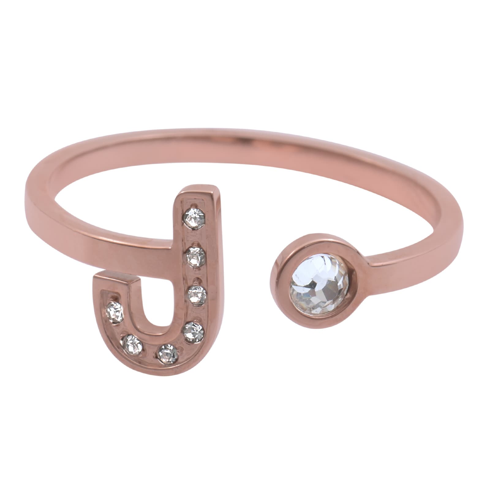 Anillo LuckyLy AV02-J color Rosa Baño de Oro Rosa 18k y Zirconia Cúbica - Letra J $469