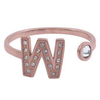 Foto 1 | Anillo Luckyly Baño de Oro Rosa 18k y Zirconia Cúbica Layla Letra W para Mujer
