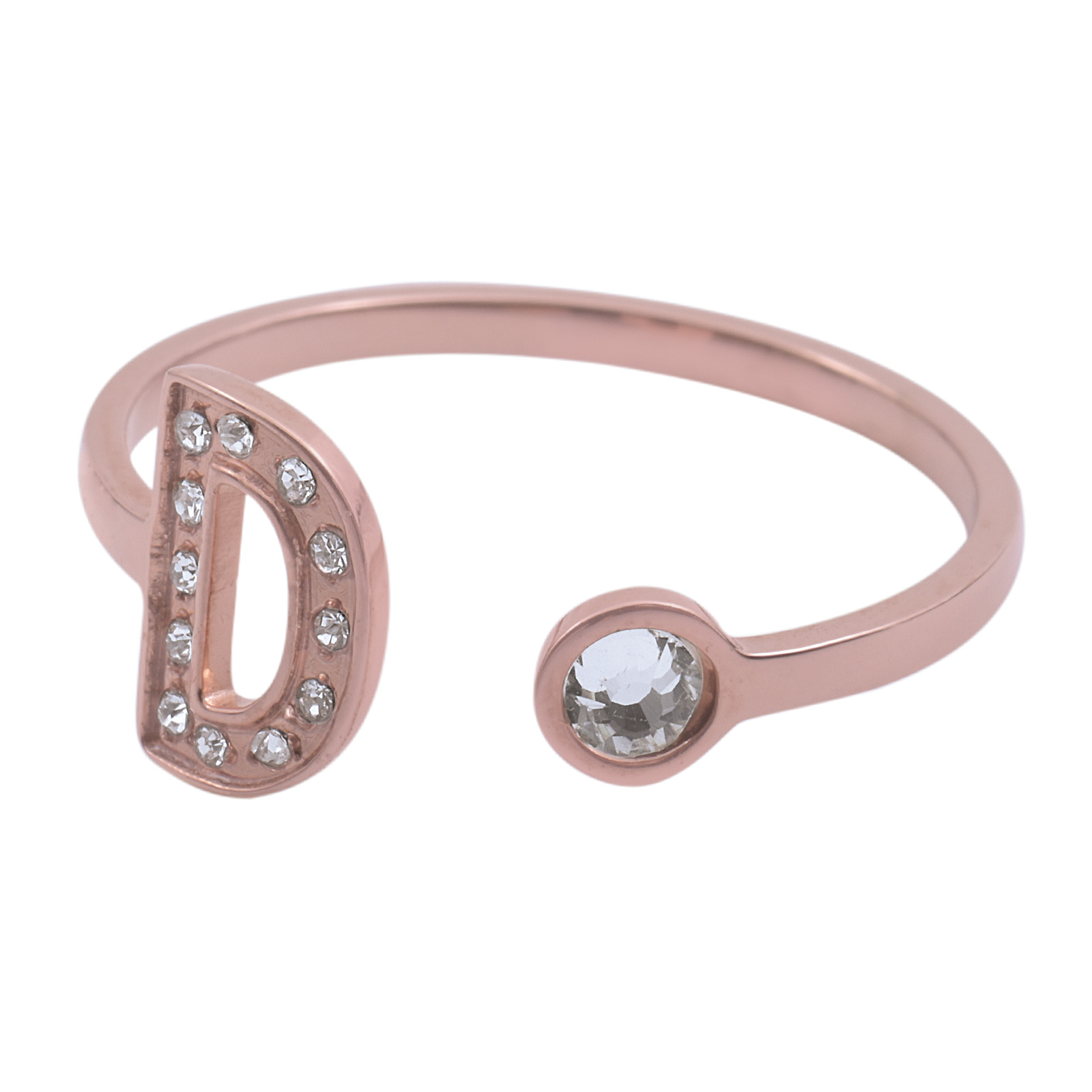 Foto 3 pulgar | Anillo LuckyLy Baño de Oro Rosa 18k y Zirconia Cúbica Layla Letra D para Mujer