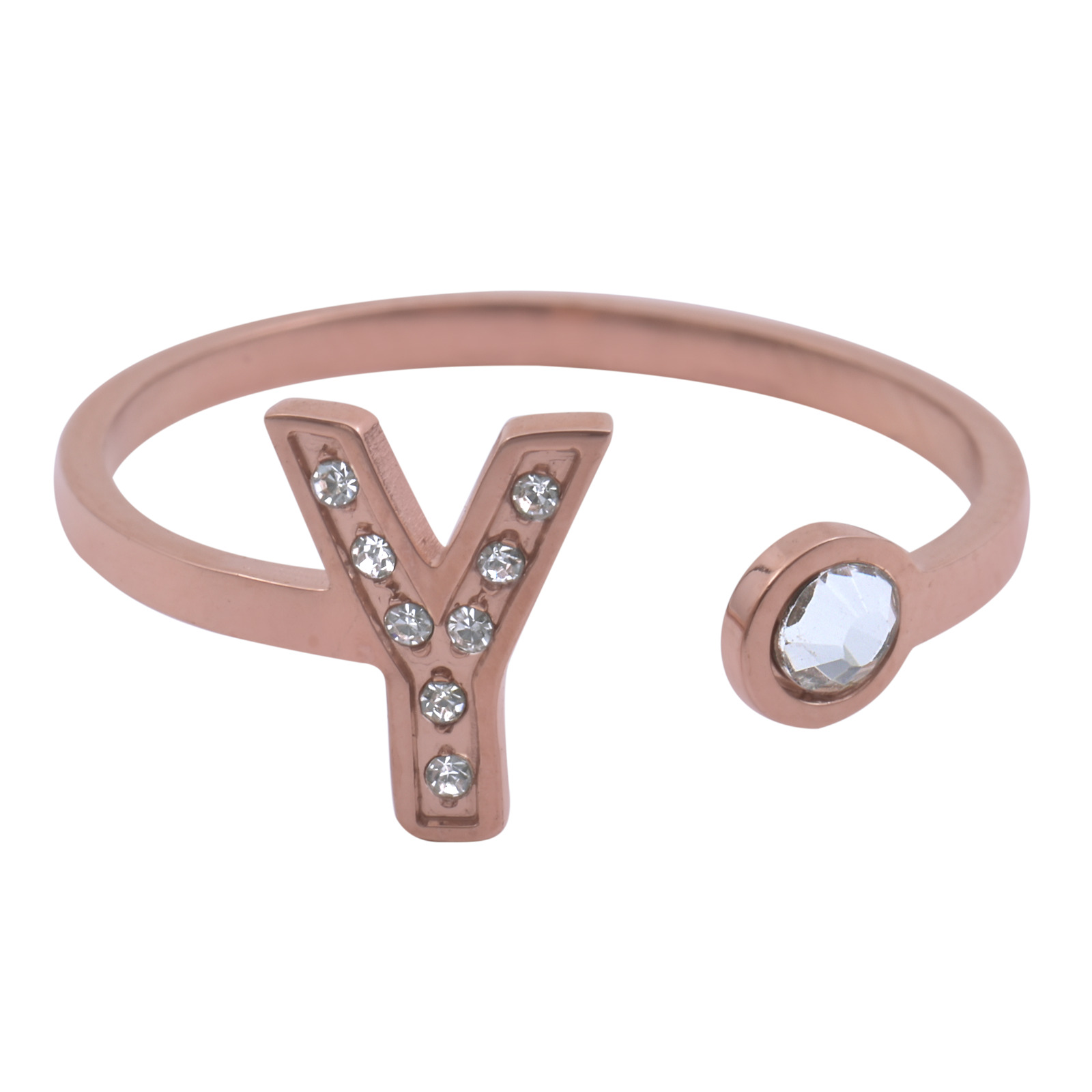 Foto 2 pulgar | Anillo de Mujer LuckyLy Layla Baño de Oro Rosa 18K y Zirconia Cúbica Inicial Letra Y