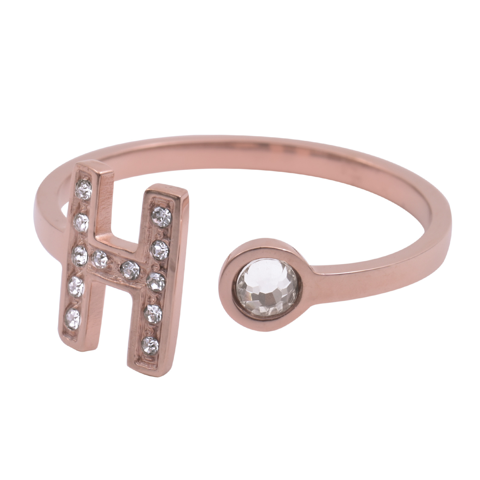 Foto 3 pulgar | Anillo Luckyly Baño de Oro Rosa 18k y Zirconia Cúbica Layla Letra H para Mujer