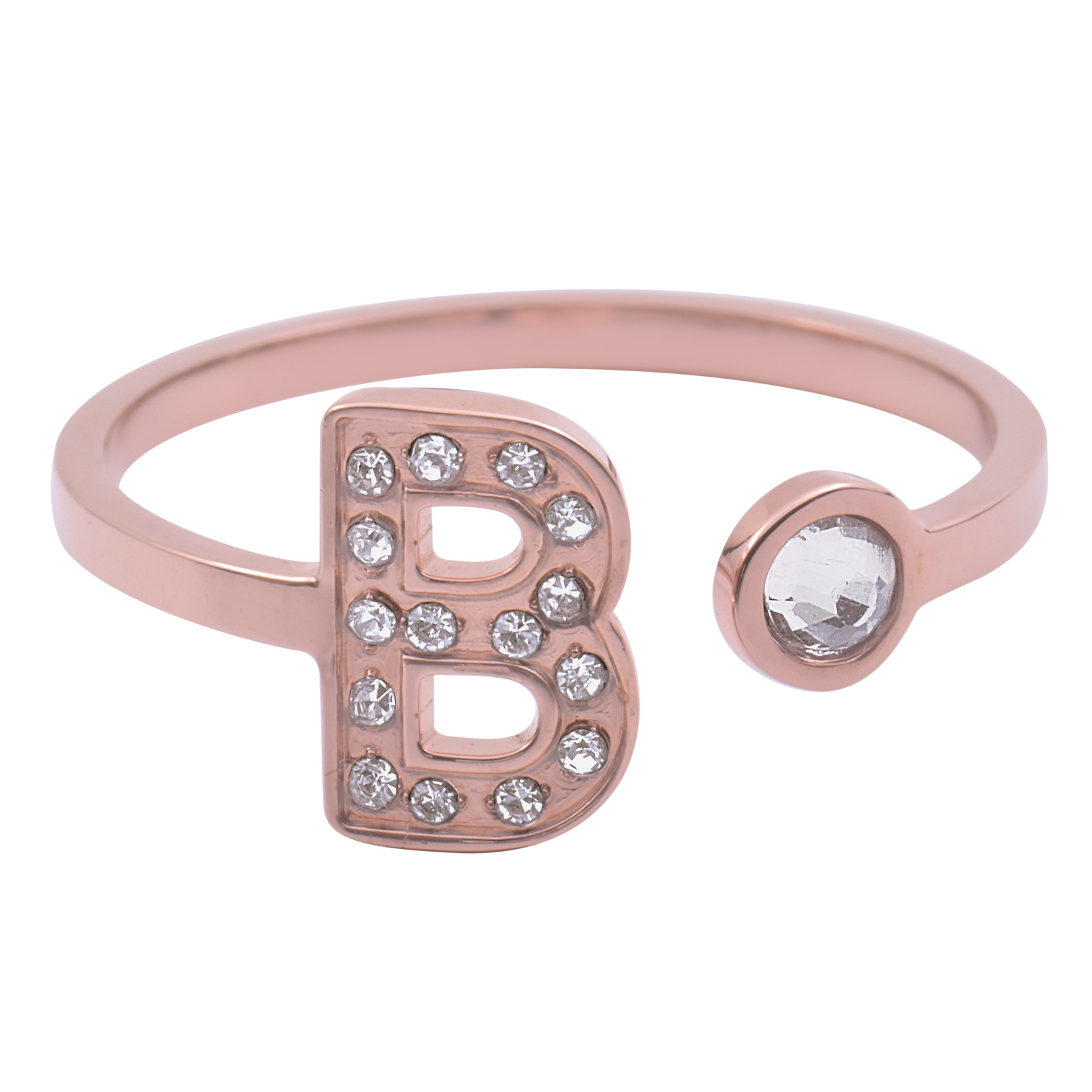 Foto 1 | Anillo Luckyly Baño de Oro Rosa 18k y Zirconia Cúbica Layla Letra B para Mujer