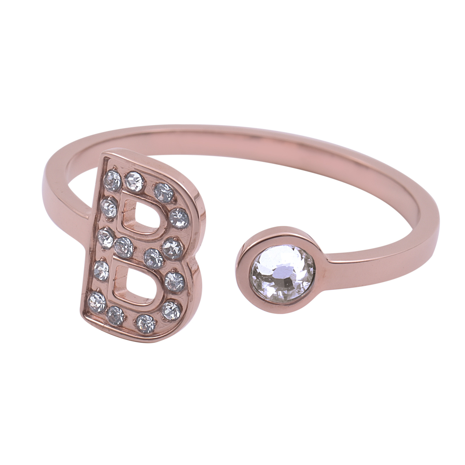 Foto 3 pulgar | Anillo Luckyly Baño de Oro Rosa 18k y Zirconia Cúbica Layla Letra B para Mujer