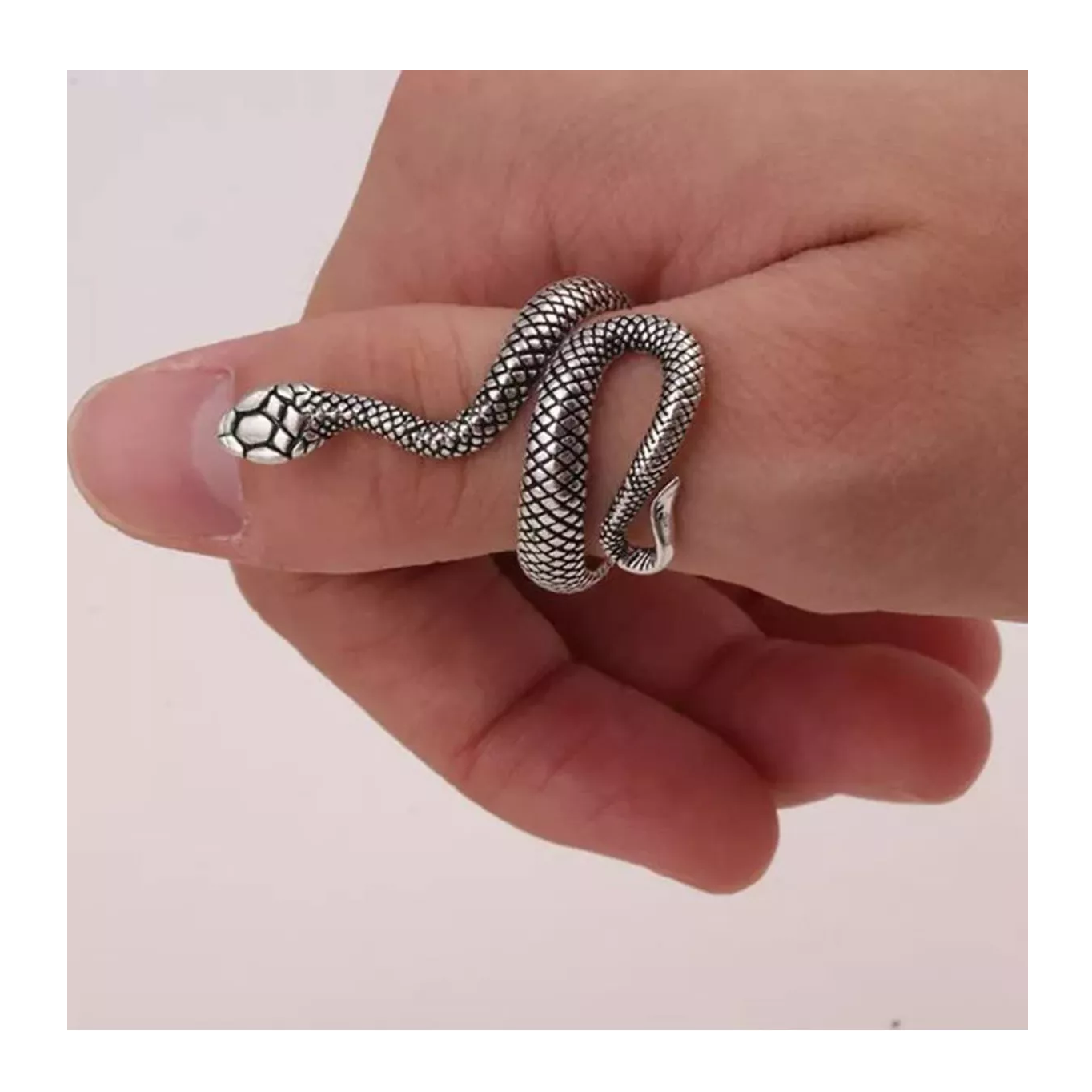 Foto 5 pulgar | Anillos Serpiente Ajustable para Hombre y Mujer 3 Piezas Plata Negro y Gris