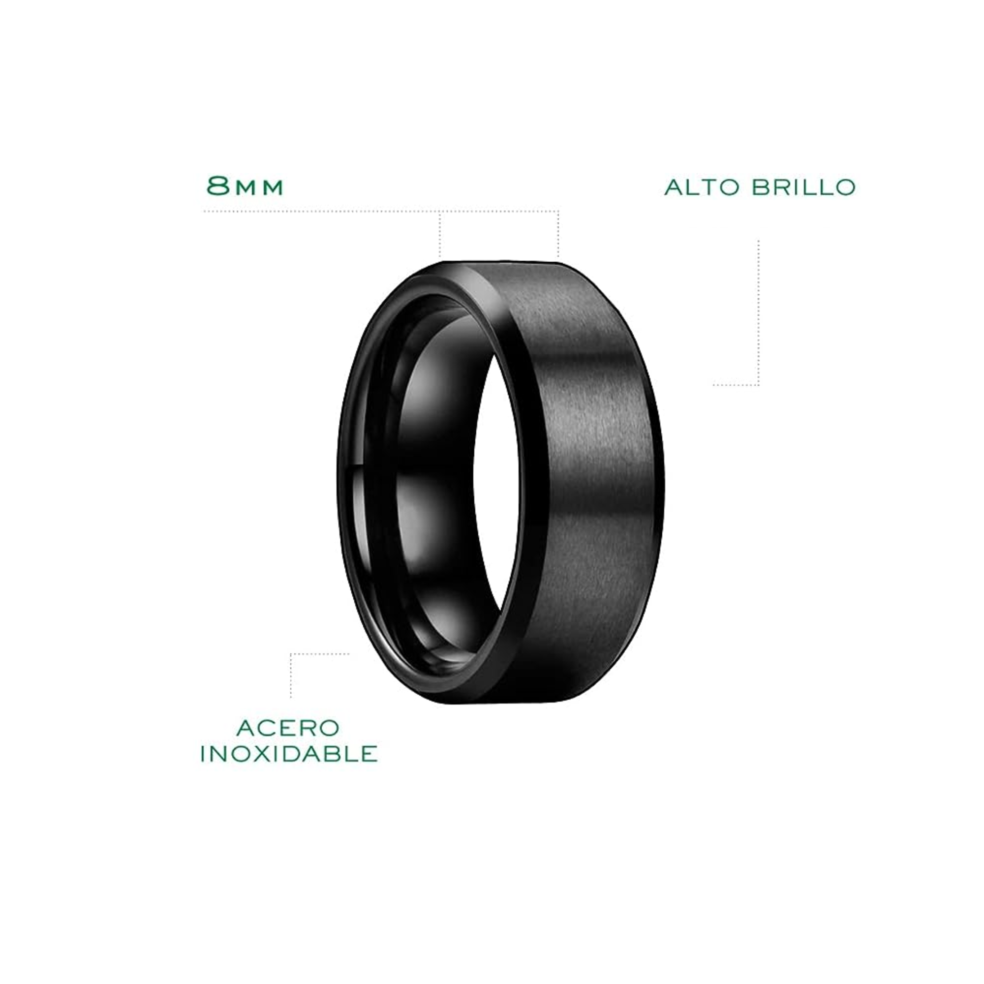 Foto 5 | Anillo de Titanio Liso Acero Inoxidable Minimalista color Negro