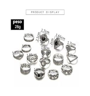 Foto 3 | Anillos Belug de Acero Inoxidable 15 Piezas