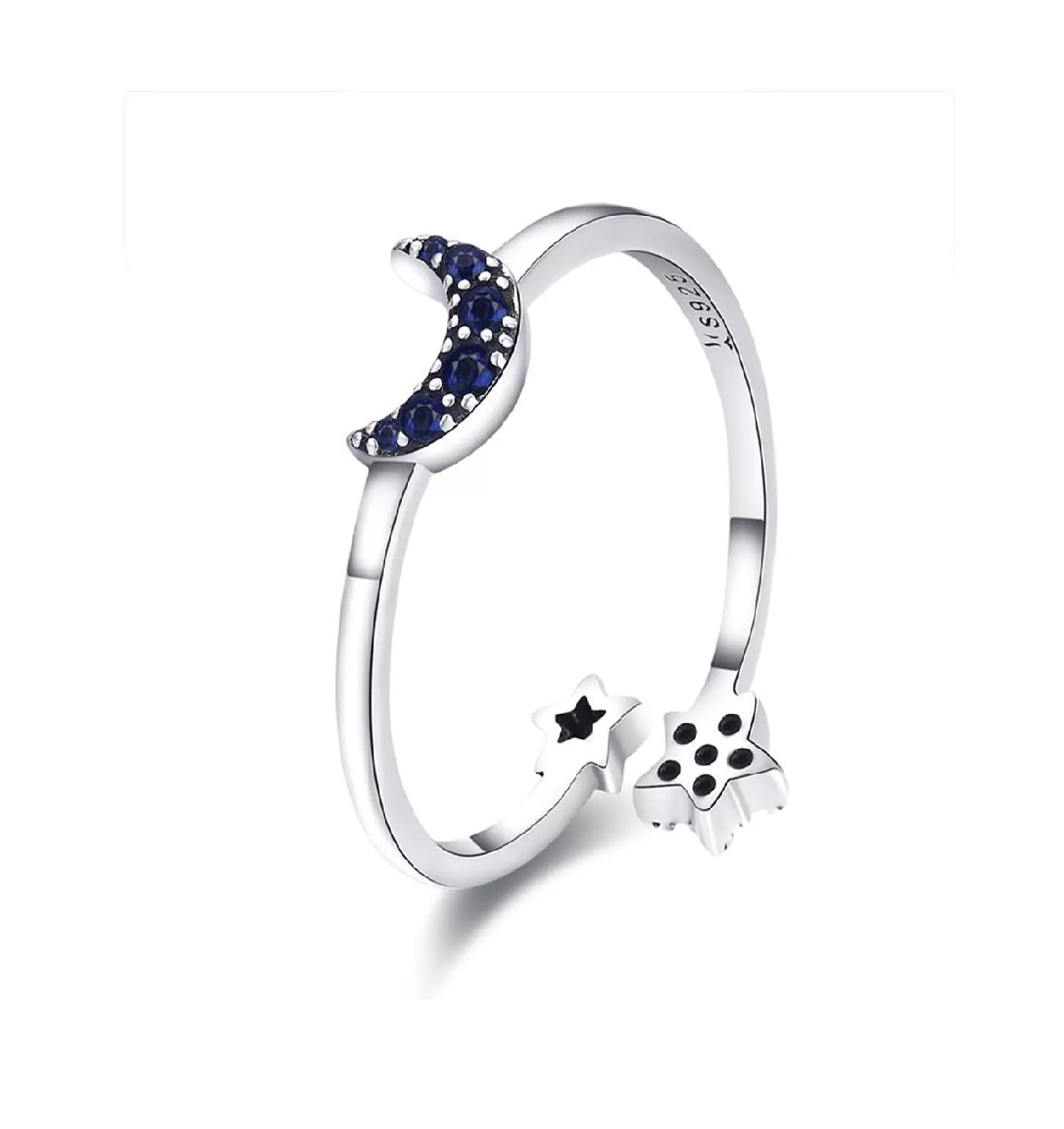 Foto 2 pulgar | Anillo BAOMER de Plata 925 Brillante Estrella Luna Azul Marino