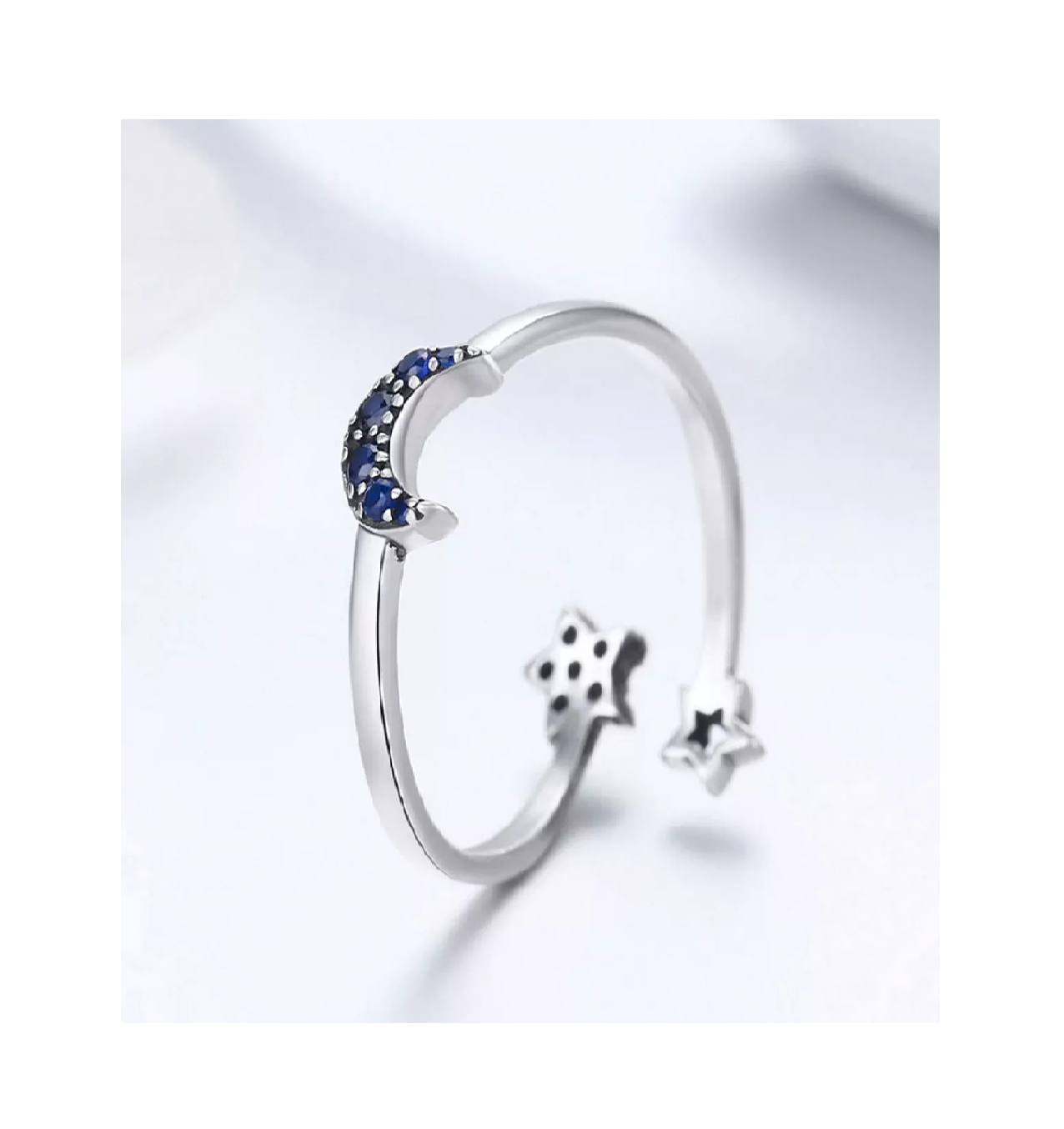 Foto 3 pulgar | Anillo BAOMER de Plata 925 Brillante Estrella Luna Azul Marino