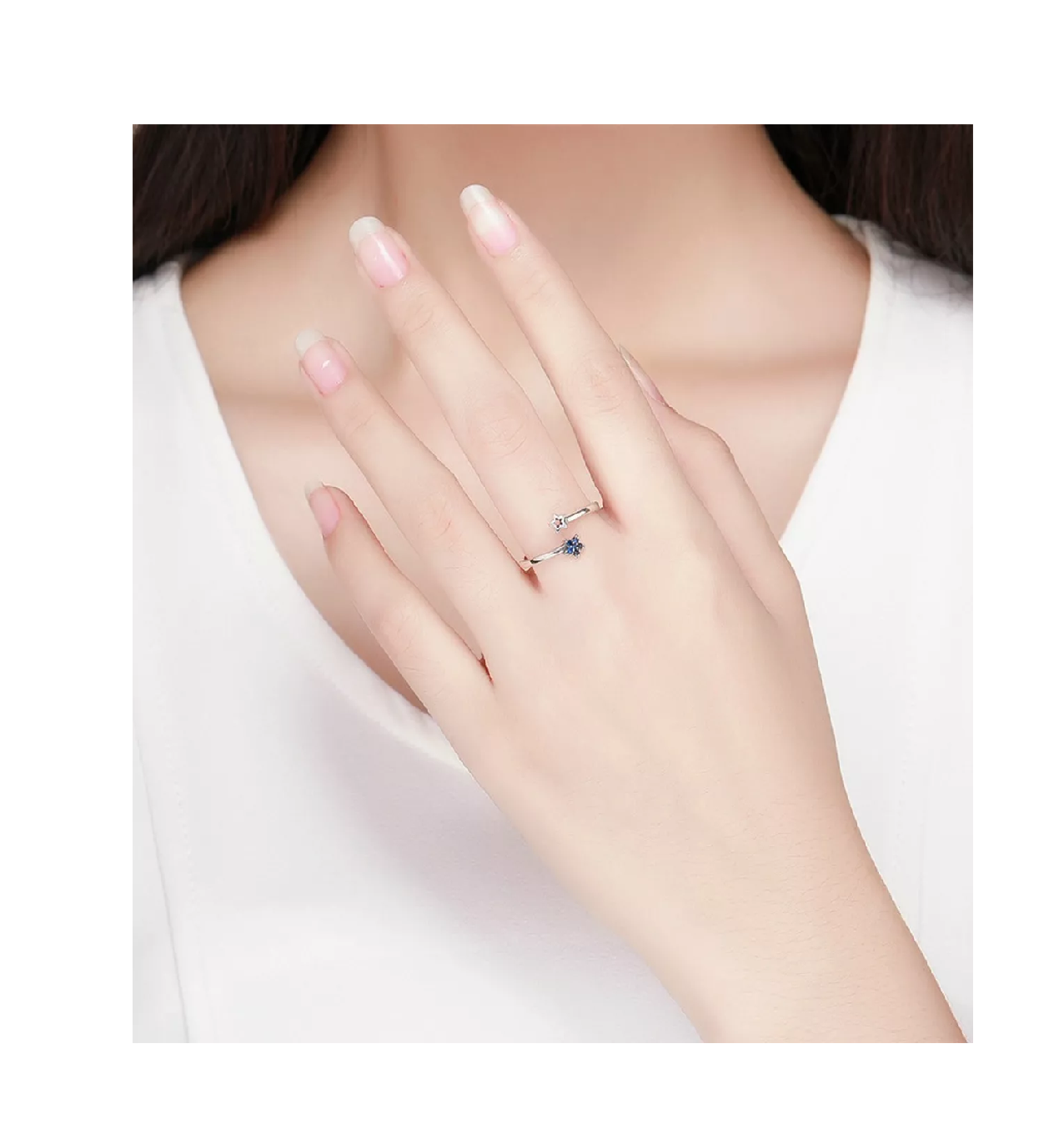 Foto 4 | Anillo BAOMER de Plata 925 Brillante Estrella Luna Azul Marino