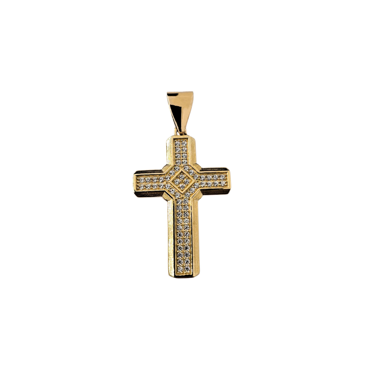 Dije Crixus Joyería Cruz de Oro 10k y Piedra Zirconia para Hombre