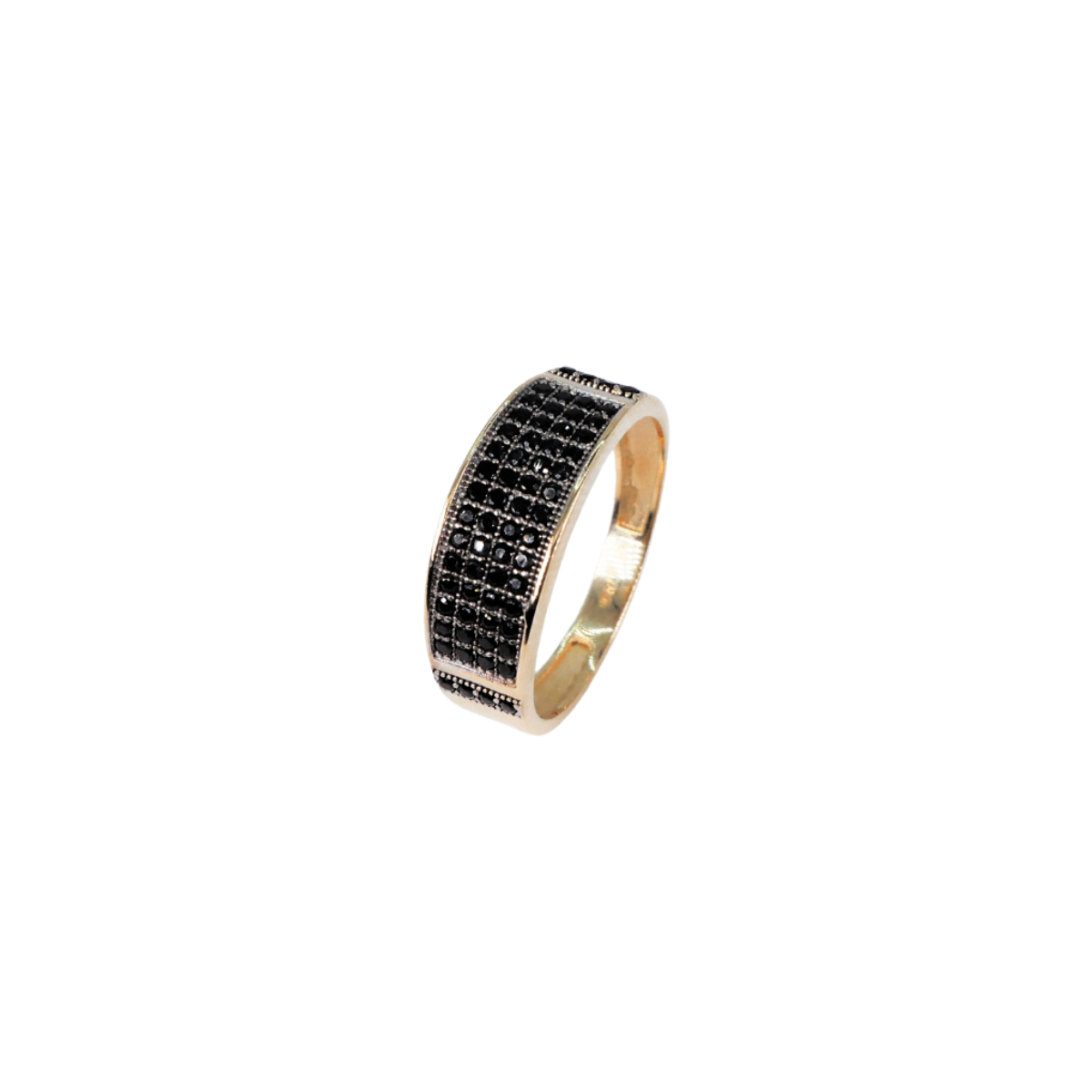 Foto 2 pulgar | Anillo Hombre Oro 10k Piedra Negra Y Rodio Negro