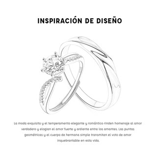 Foto 3 | Anillo De Promesa Plata 925 Hombre Y Mujer Ajustables Plata