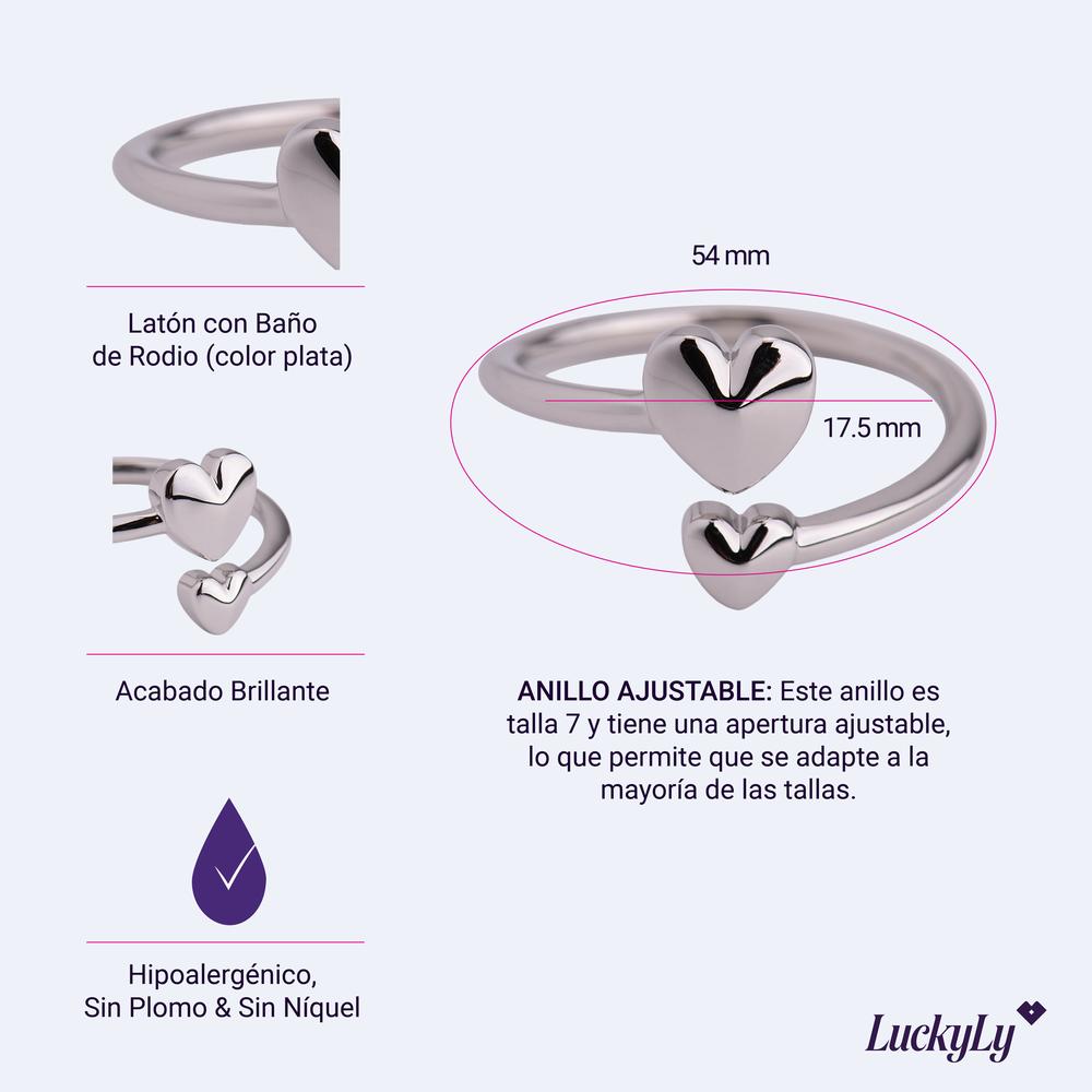 Foto 6 pulgar | Anillos para Mujer de Corazones Luckyly, Modelo Rita Plata