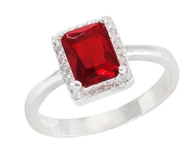 Foto 1 | Anillo Rectángulo Rojo Horoz de Plata #7