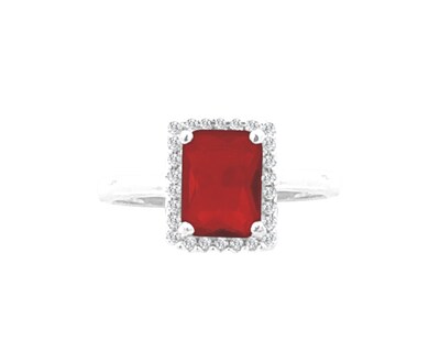 Foto 3 | Anillo Rectángulo Rojo Horoz de Plata #7