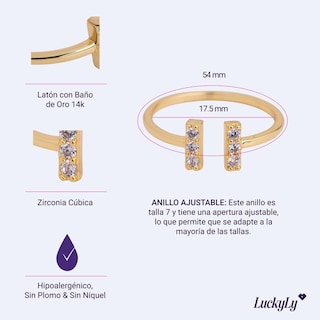 Foto 5 | Anillo Luckyly Ajustable Modelo Altea Oro