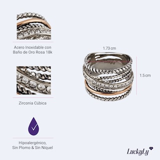 Foto 5 | Anillo de Mujer Luckyly Modelo Lysiane Oro Rosa