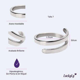 Foto 2 | Anillo de Mujer Ajustable Luckyly Carola Plateado