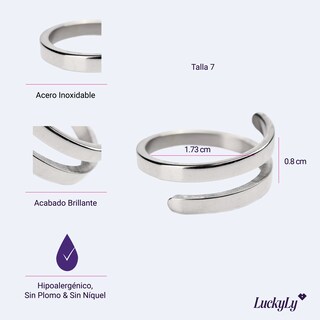 Foto 4 | Anillo de Mujer Ajustable Luckyly Carola Plateado