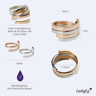 Foto 6 | Anillos Luckyly Ajustables 3 Piezas Nro. 7