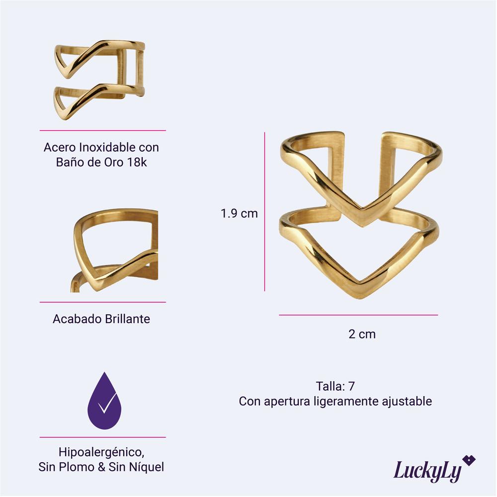 Foto 6 pulgar | Anillo para Mujer Luckyly Ajustable Unitalla Diane Dorado