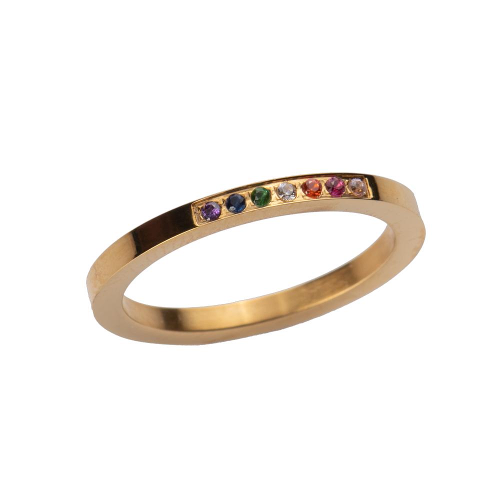 Foto 5 pulgar | Anillo para Mujer Luckyly Rainbow Dorado