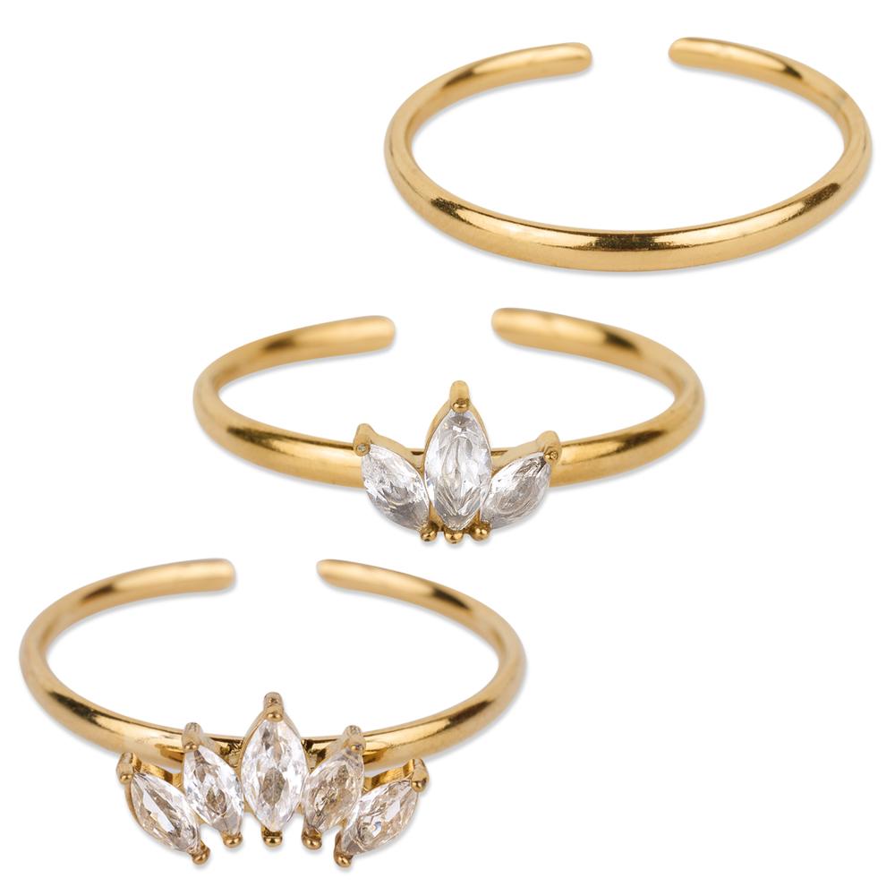 Set de Anillos para Mujer Luckyly Acero Inoxidable y Zirconias Erin Dorado