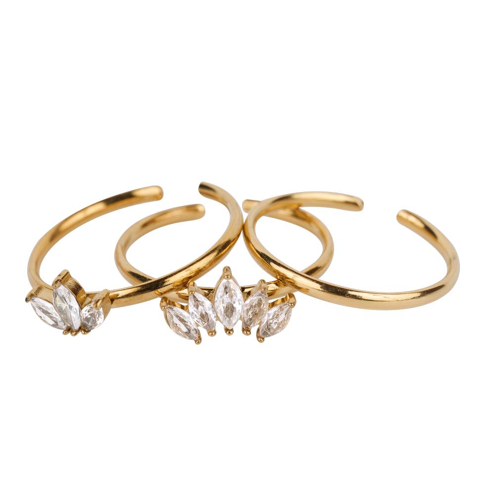 Foto 5 pulgar | Set de Anillos para Mujer Luckyly Acero Inoxidable y Zirconias Erin Dorado