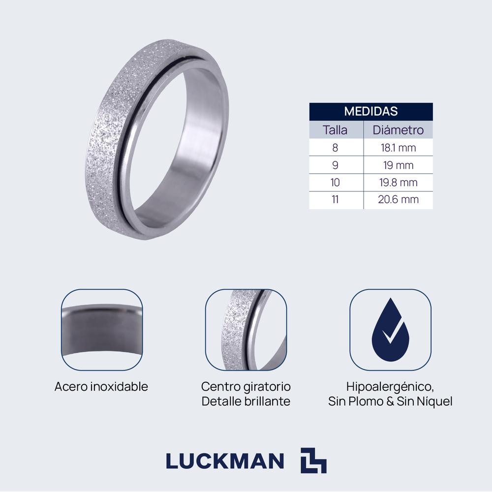 Foto 6 pulgar | Anillo Anti Ansiedad Luckman Acero Inoxidable para Hombre Talla 8