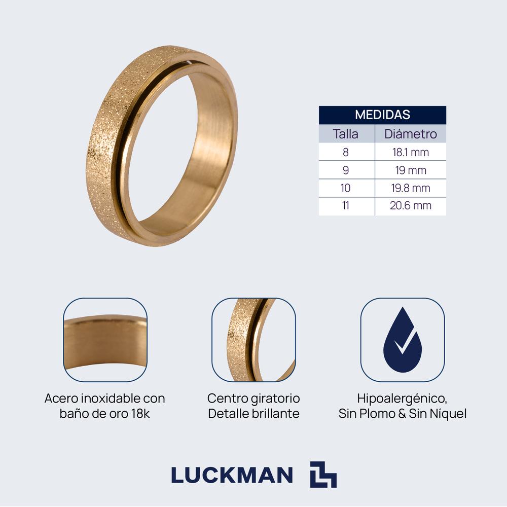 Foto 6 pulgar | Anillos Hombre Giratorios, Anti Ansiedad Luckman, Modelo Elvis Oro, Talla 11
