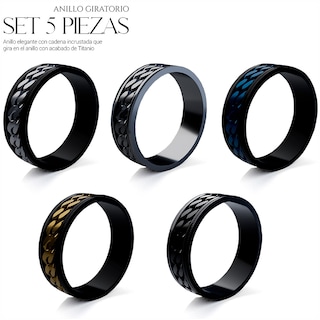 Foto 5 | Anillo Set 5 Piezas De Titanio Acero Inoxidable Talla 6