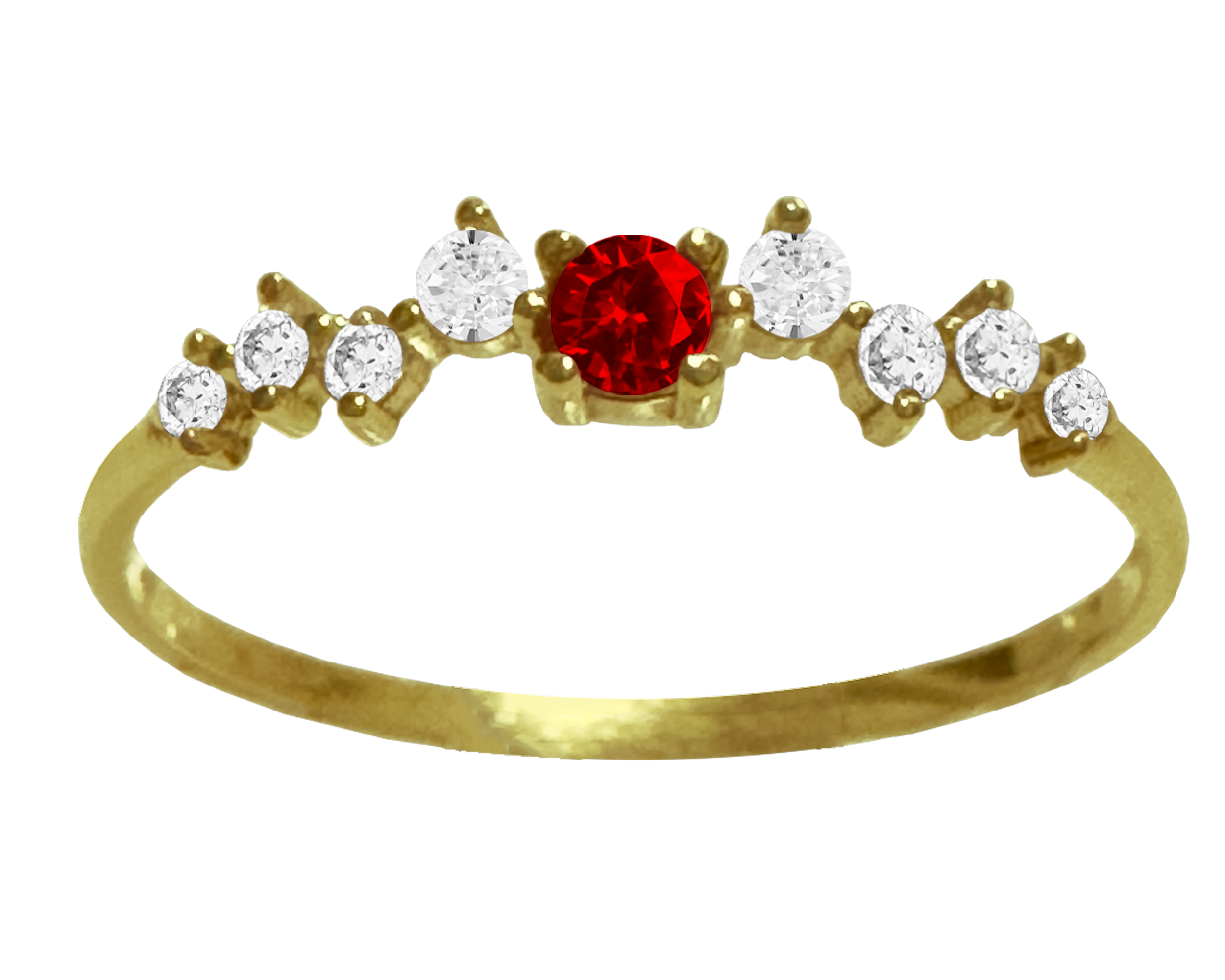 Foto 1 | Anillo Solitario Zigzag Piedra Roja #7 Oro 10k Horoz Ci190