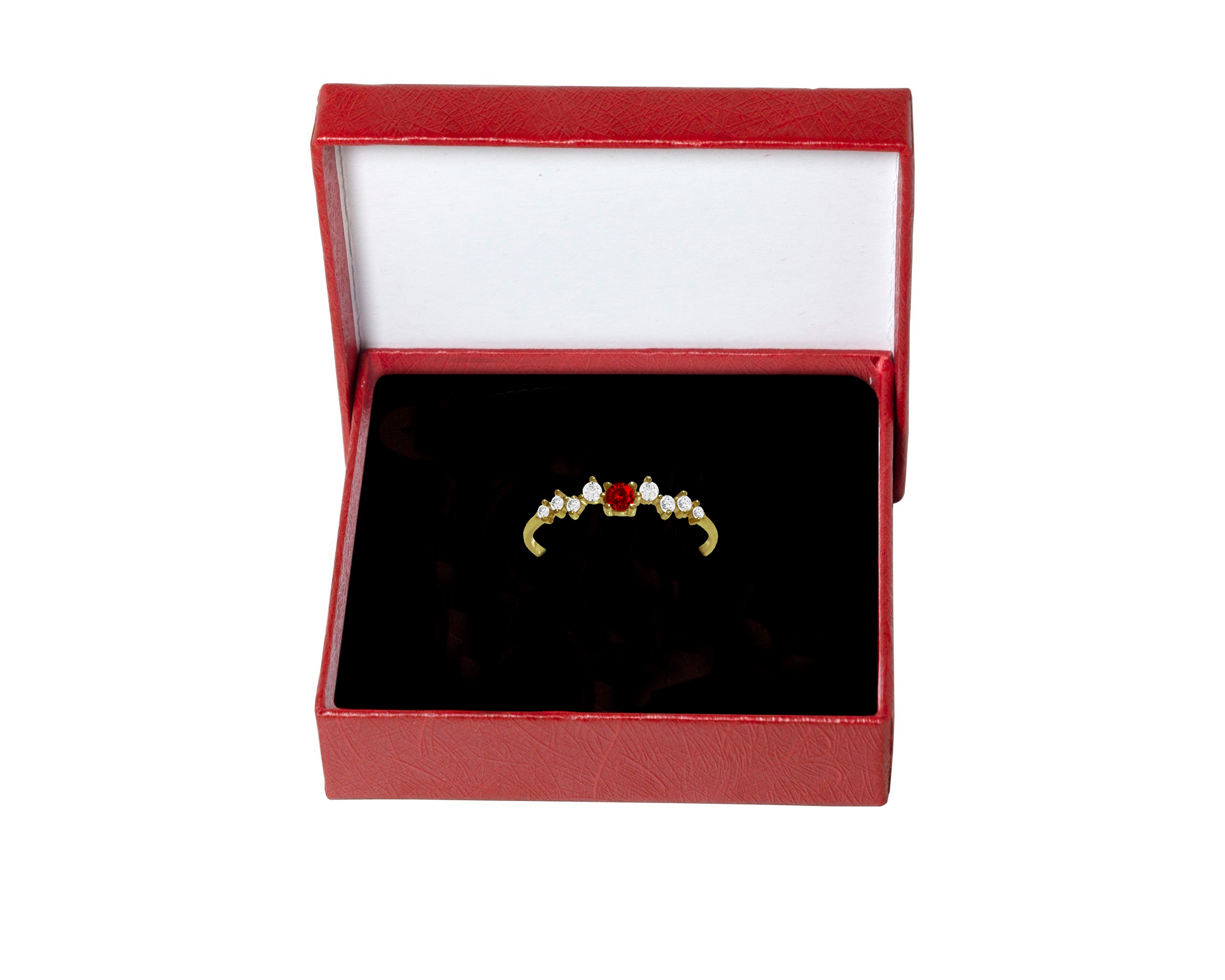 Foto 4 pulgar | Anillo Solitario Zigzag Piedra Roja #7 Oro 10k Horoz Ci190
