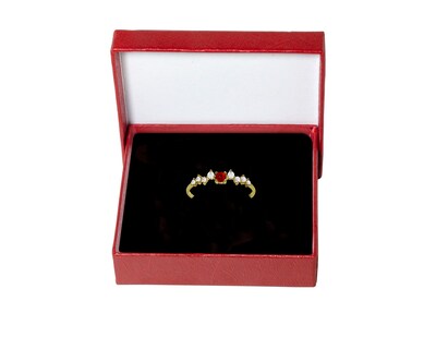 Foto 3 | Anillo Solitario Zigzag Piedra Roja #7 Oro 10k Horoz Ci190