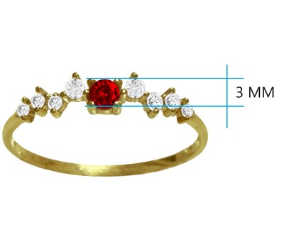 Foto 4 | Anillo Solitario Zigzag Piedra Roja #7 Oro 10k Horoz Ci190