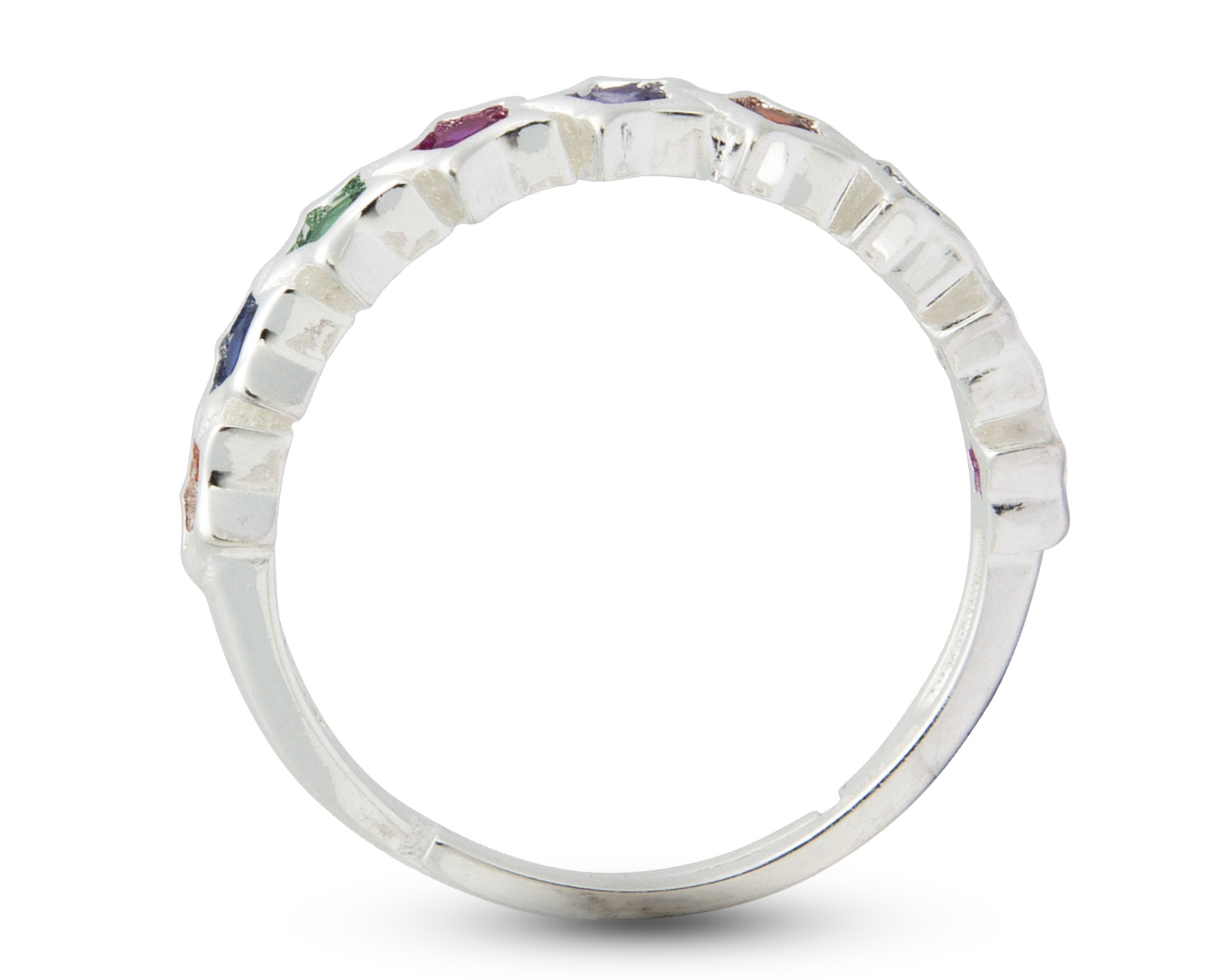 Foto 4 pulgar | Anillo Estrellas Circonias Multicolores #7 Ajustable Plata 0.925 Horoz CP903