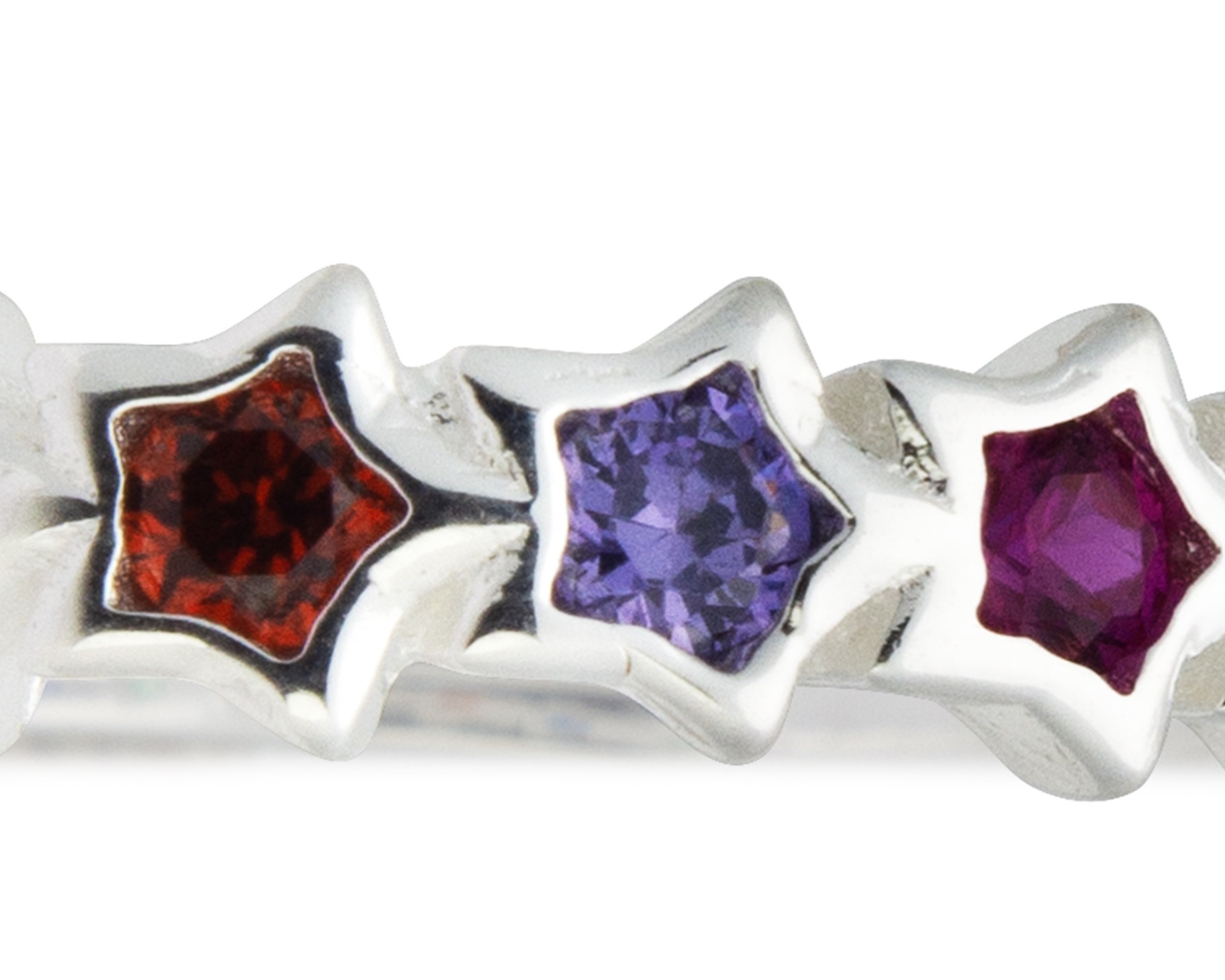Foto 5 pulgar | Anillo Estrellas Circonias Multicolores #7 Ajustable Plata 0.925 Horoz CP903