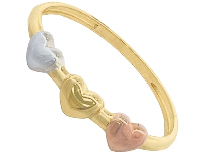 Foto 2 | Anillo 3 Corazones #7 Horoz 10k Ci195