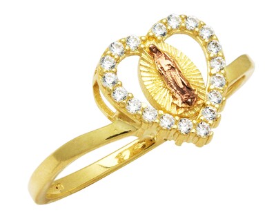 Foto 1 | Anillo Guadalupe Rosa Corazón #7 Horoz Oro 10k C1138