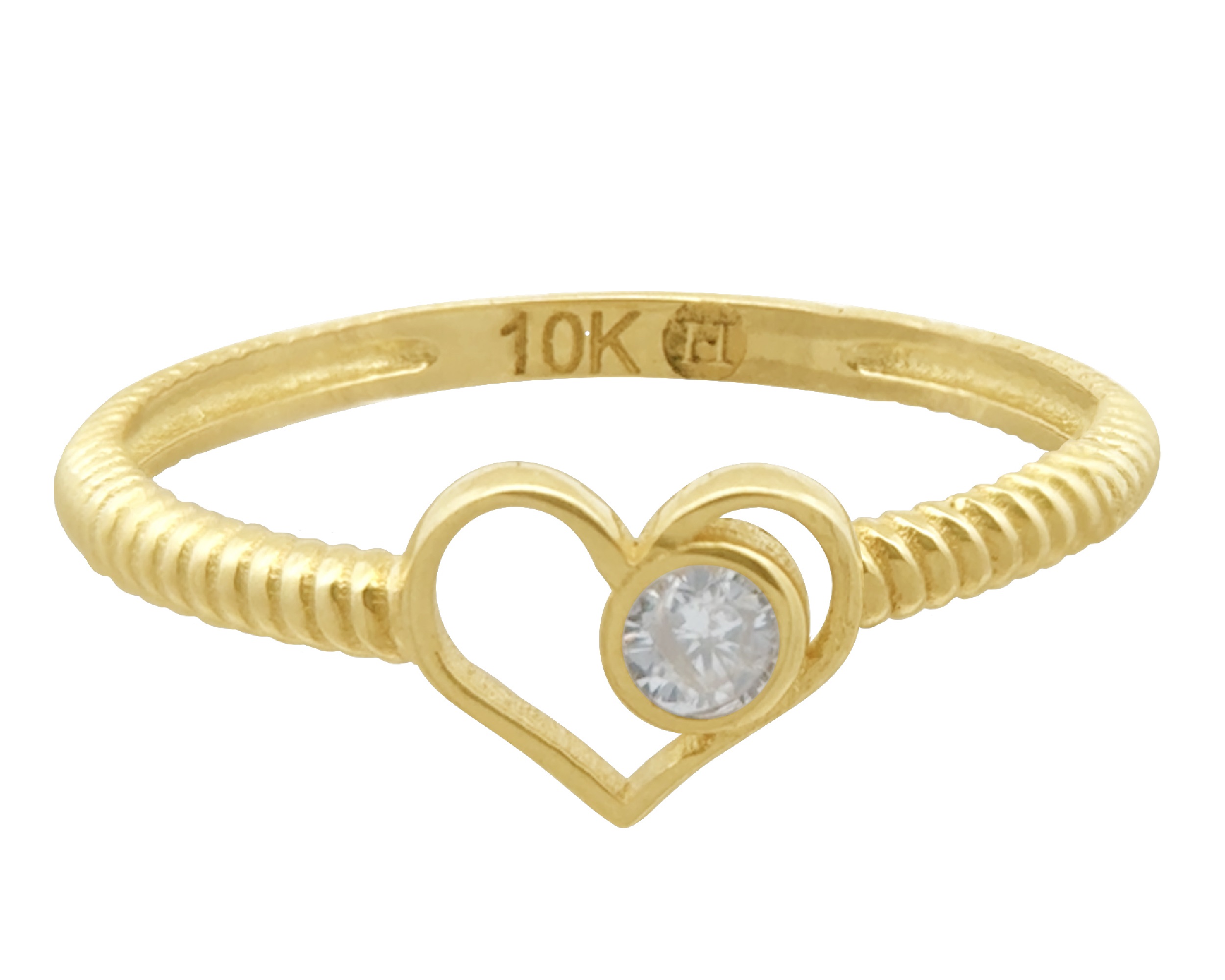 Anillo Corazón Con Mini Circonia #7 Horoz 10k Ci235