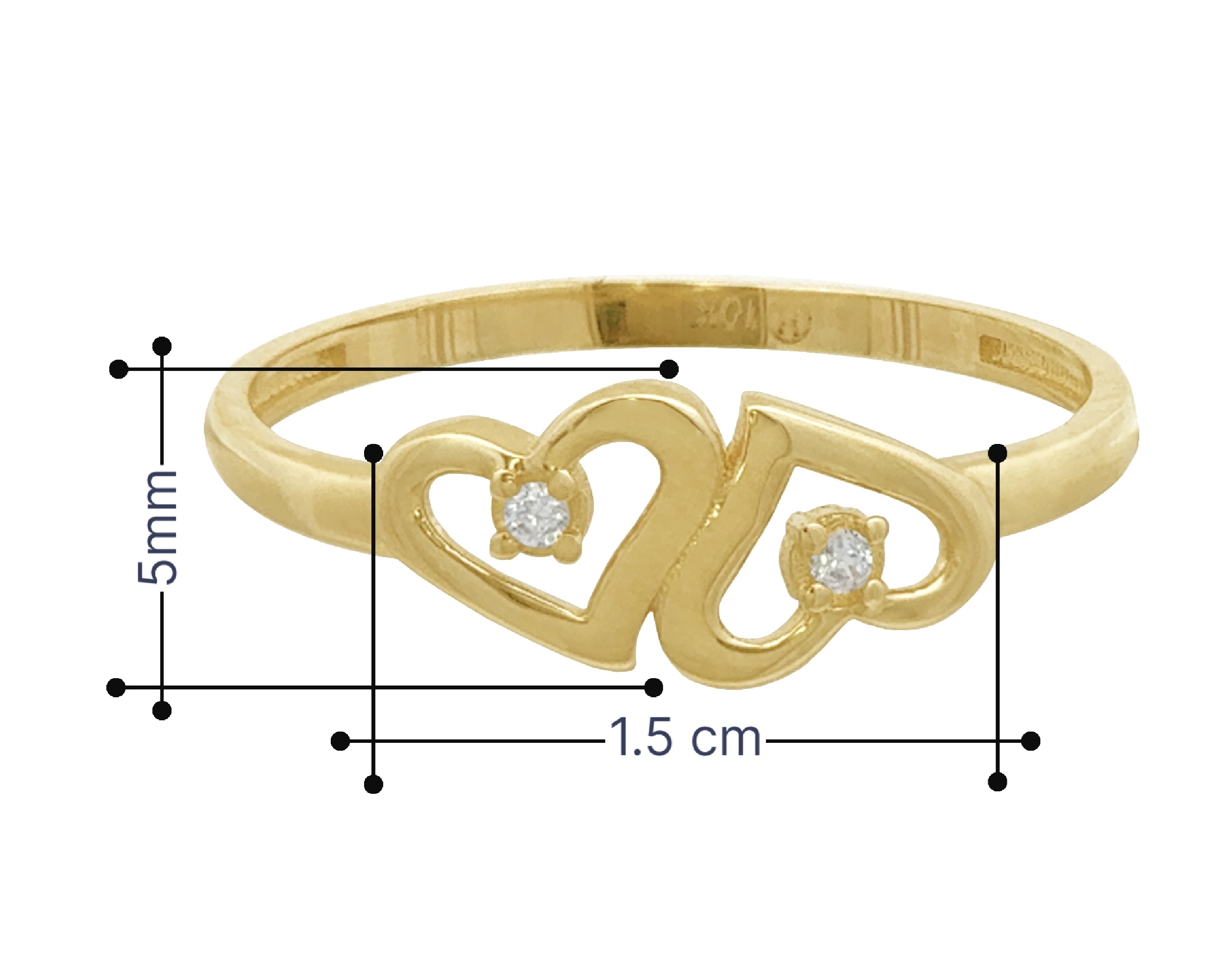 Foto 6 | Anillo Dos Corazones Invertidos Circonias #7 Horoz 10k Ci240