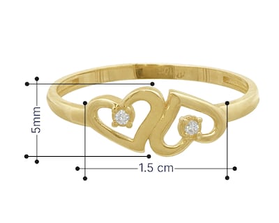 Foto 6 | Anillo Dos Corazones Invertidos Circonias #7 Horoz 10k Ci240