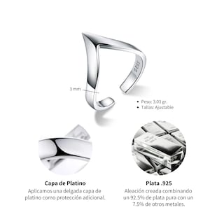 Foto 7 | Anillo Geométrico De Plata .925, Talla Ajustable