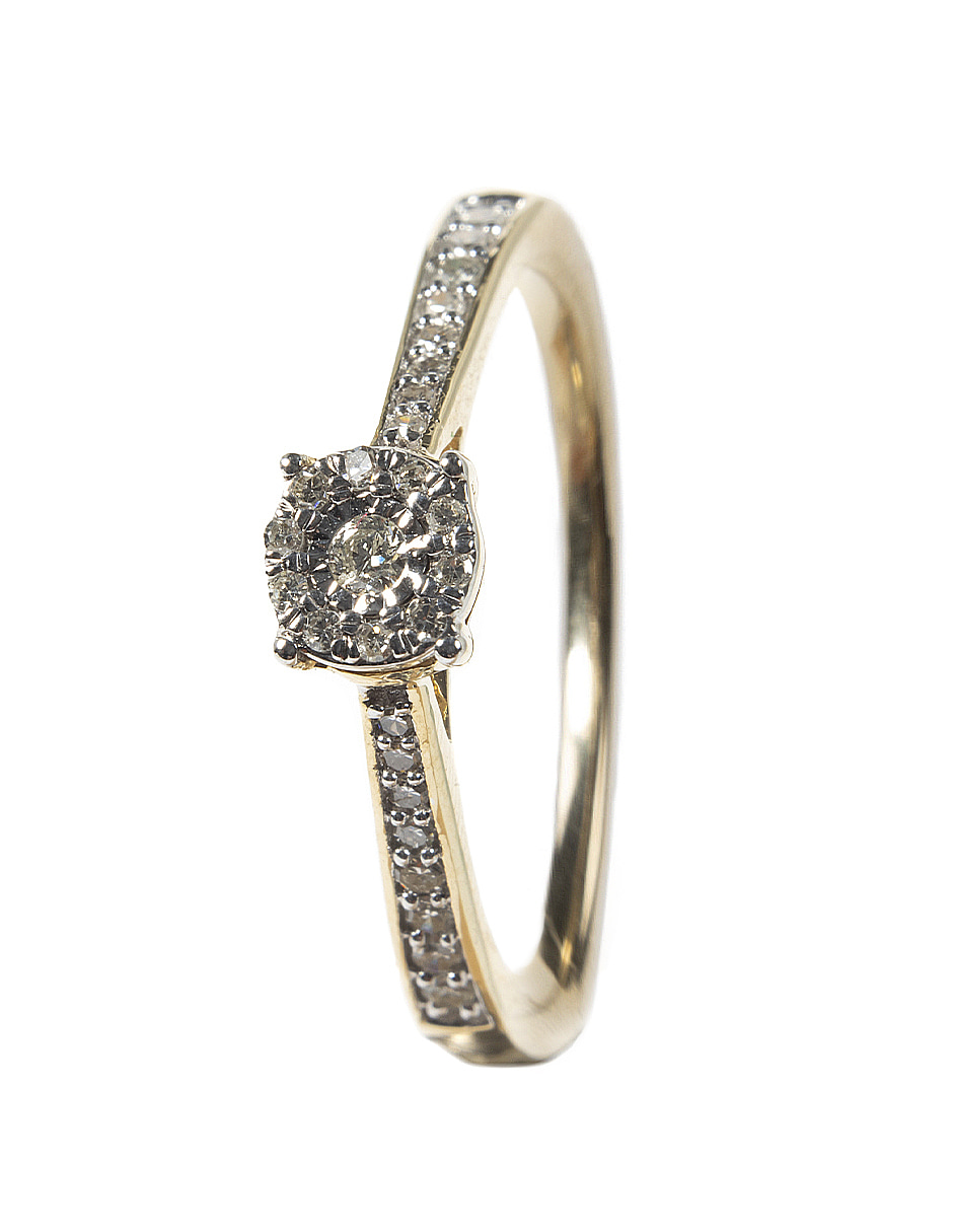 Anillo Lucie De Diamantes Con Laterales Oro Amarillo De 14k Talla 6.5