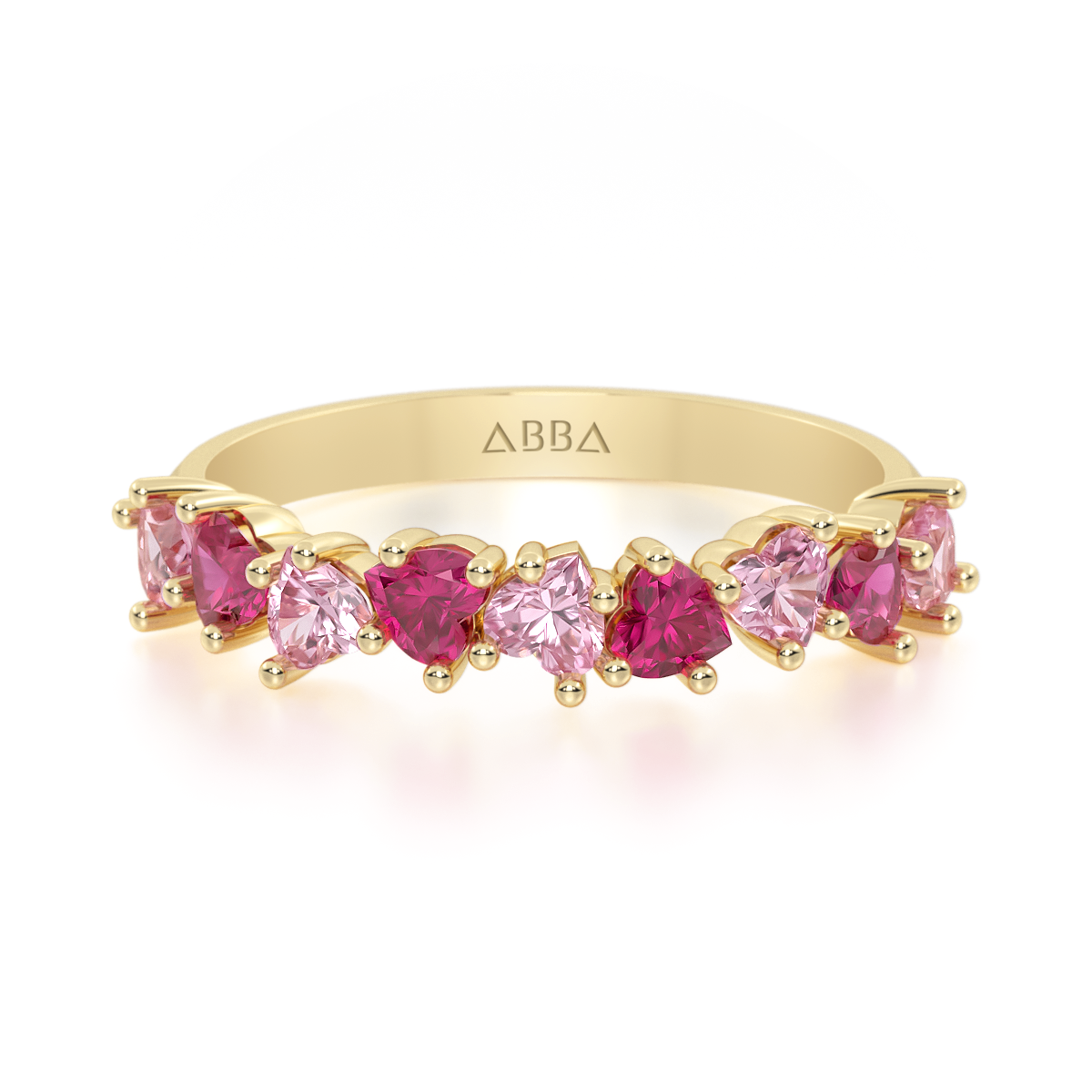 Churumbela Oro 10k Gemas Corazones Rosas Abba Joyas Talla 9