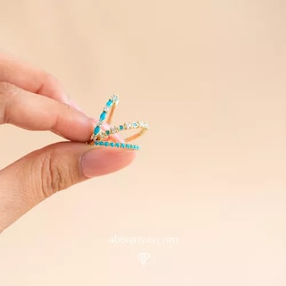 Foto 5 | Churumbela Oro 10k Marquise Piedra Turquesa Abba Joyas Talla 4.5