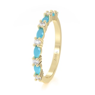 Foto 2 | Churumbela Oro 10k Marquise Piedra Turquesa Abba Joyas Talla 5